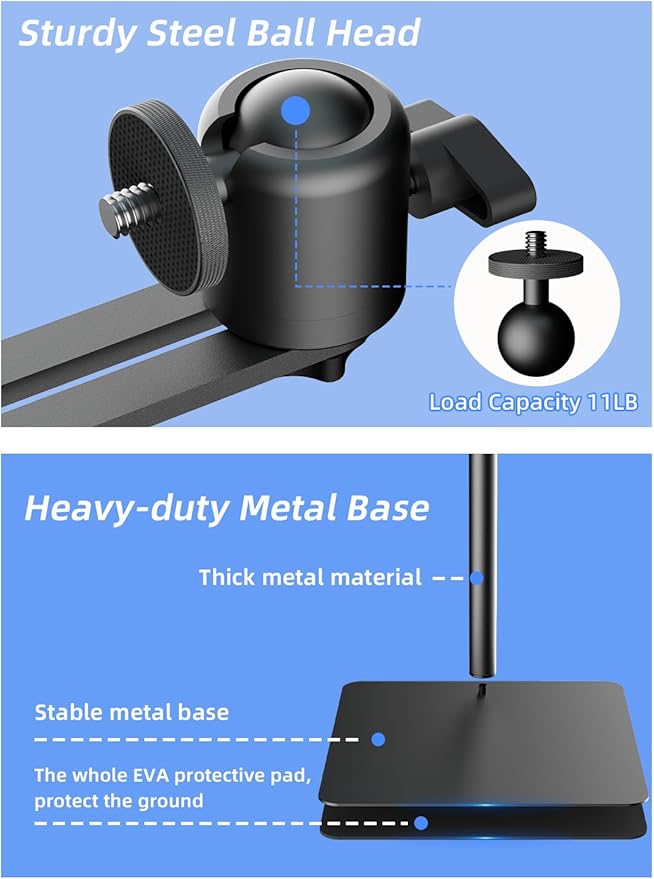 suptek Projector Stand Against Wall Hidden Stand, 360°Swivel, Height Adjustable