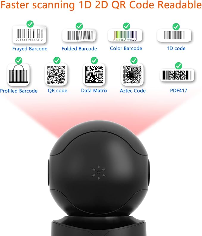 NetumScan Automatic Omnidirectional Desktop Barcode Scanner, Hands-Free USB