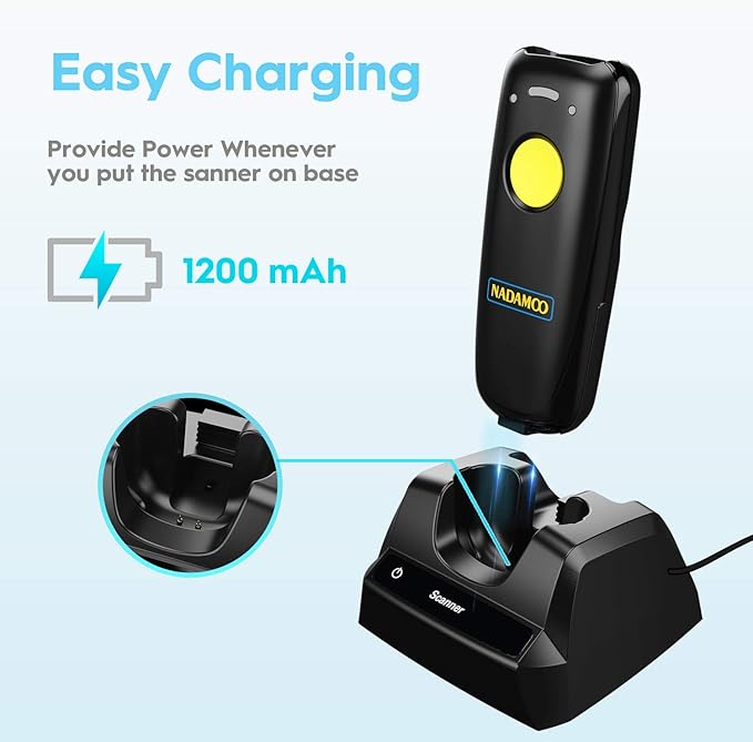 NADAMOO 2D Wireless Barcode Scanner Compatible
