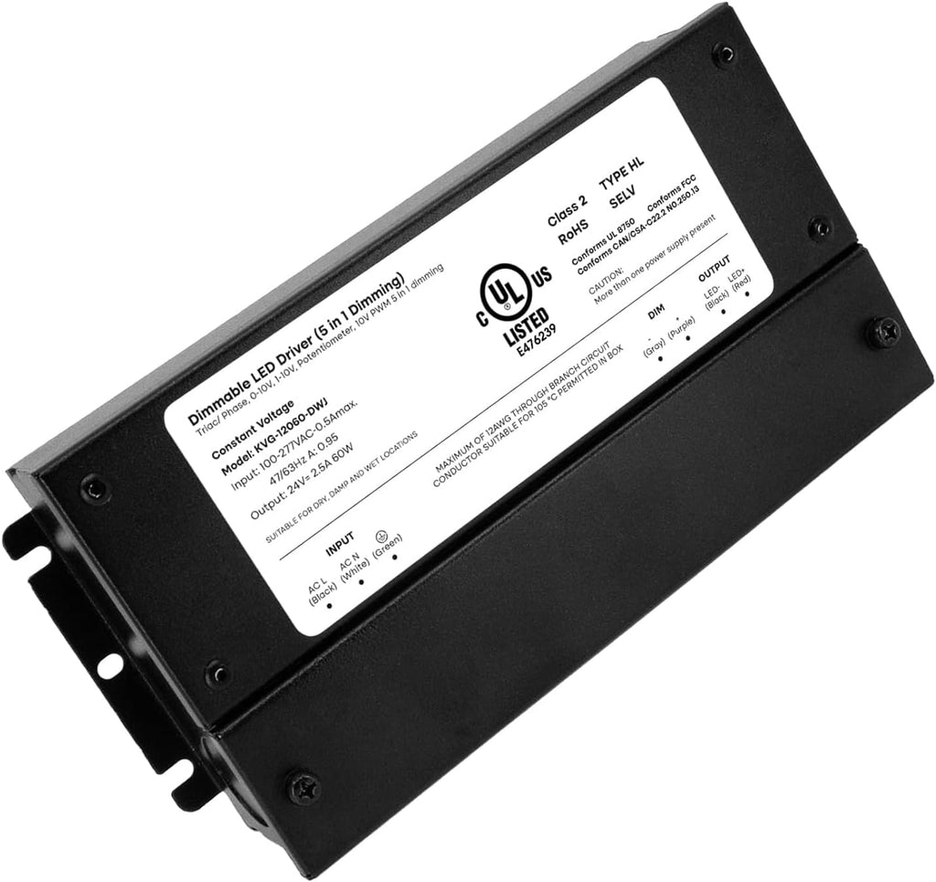 HitLights 24V 60W Dimmable LED Driver – Smooth Flicker Free Dimming – TRIAC