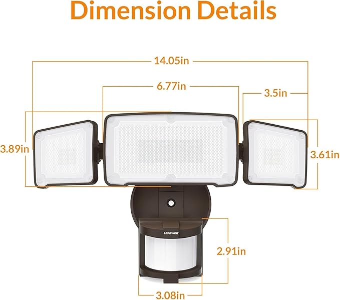 LEPOWER LED Security Light Motion Sensor Light Outdoor, 38W 4200LM Motion