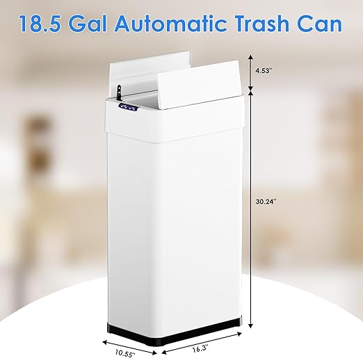 TLSUNNY 18.5 Gallon Automatic Trash Can, Stainless Steel Motion Sensor Garbage