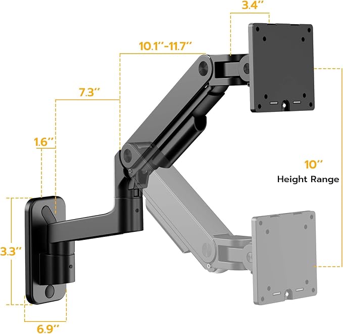 ARES WING Wall Mount Monitor Arm