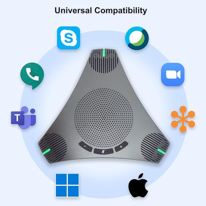 Conference Speaker and Microphone, 360° Omnidirectional USB Speakerphone