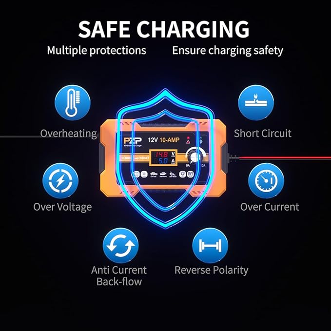12V Automatic Car Battery Charger, 0-10A Arbitrarily Adjustable Smart Trickle