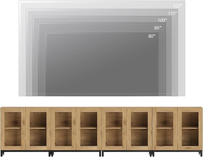 WAMPAT Modern TV Stand with Glass Doors