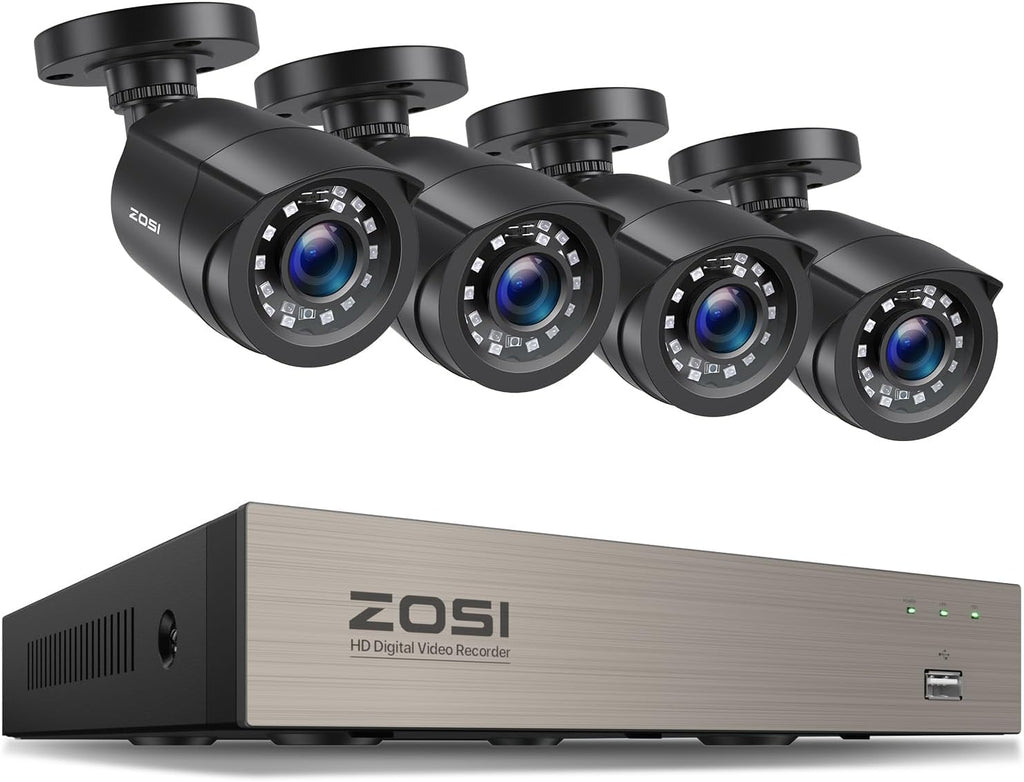 zosi 3k lite 8ch security camera system, 4x shown in use