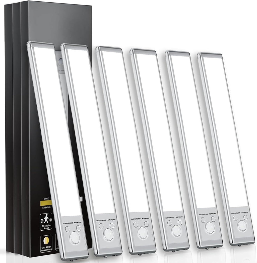 Under Cabinet Lights, 88 LED Operated Motion Sensor Light Indoor, 2200mAh USB (6-Pack)