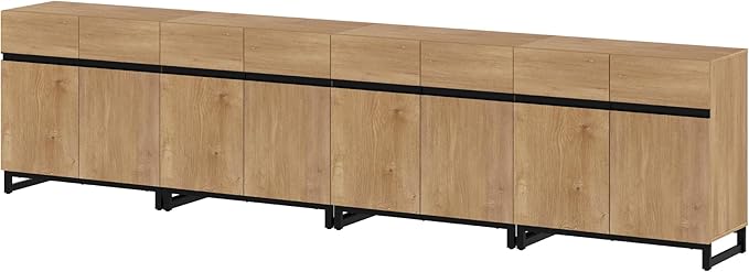 WAMPAT Modern TV Stand for TVs up to 120 inch, 4 in 1 Wood Entertainment Center