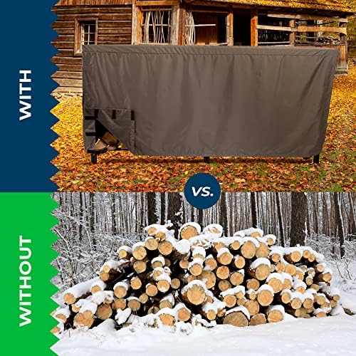 Firewood Rack Cover V2.0 | 8ft Heavy Duty Firewood Log Rack Cover, 600D Marine Grade Waterproof Fabric, UV & Fade Resistant Outdoor Wood Pile Cover for All-Season Storage