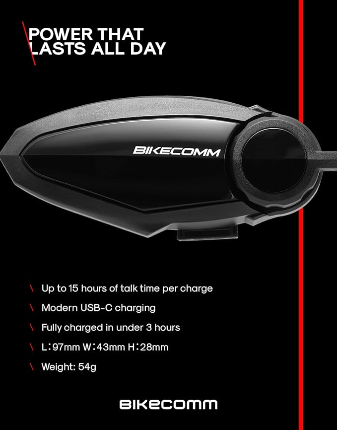 BIKECOMM BK-S2 Motorcycle Bluetooth Headset Intercom – 1200M Range Wireless