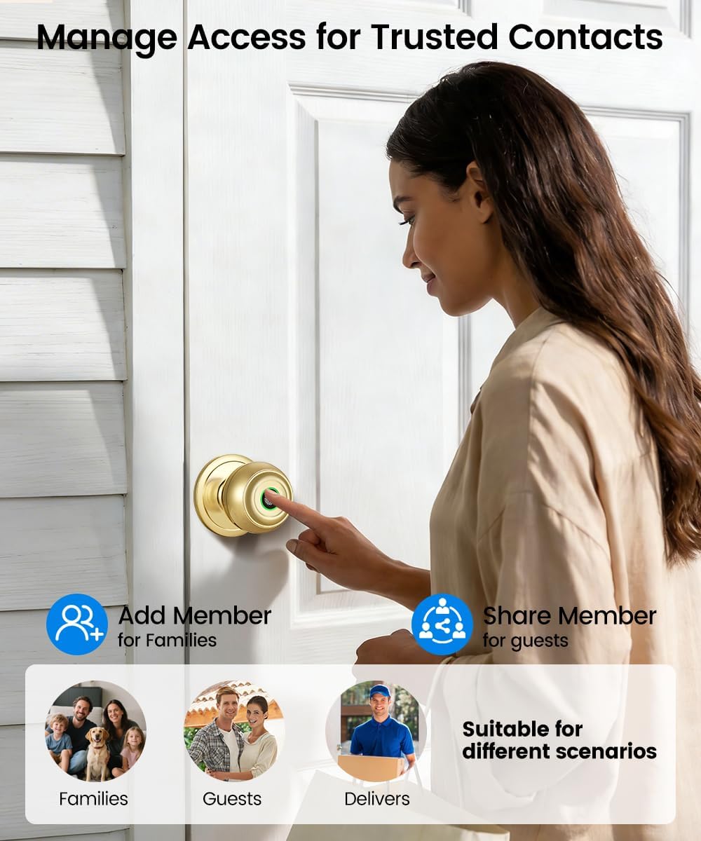 smart door knob with lock,keyless entry fingerprint door, package contents