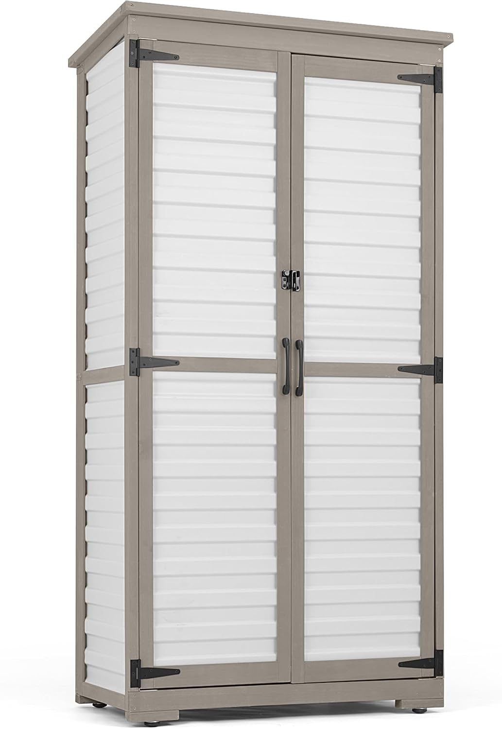 Gowoodhut Outdoor Storage Cabinet with 3 Adjustable Shelves, Lockable Doors
