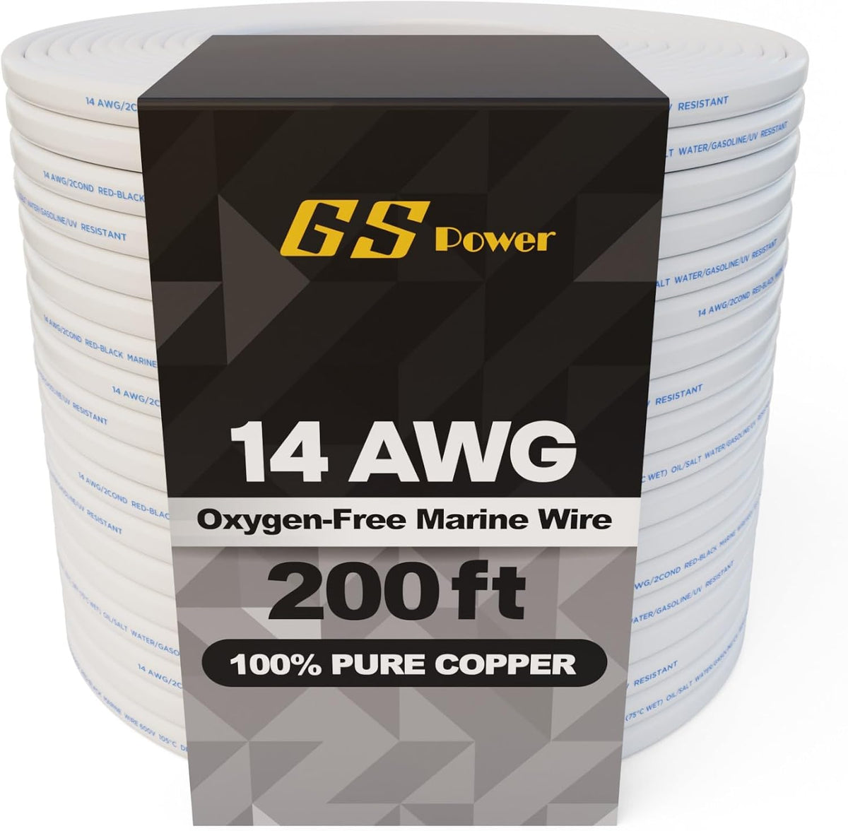 GS Power 200 Ft Duplex Marine Wire, 14 Gauge Wire, Oxygen-Free Tinned Copper 14