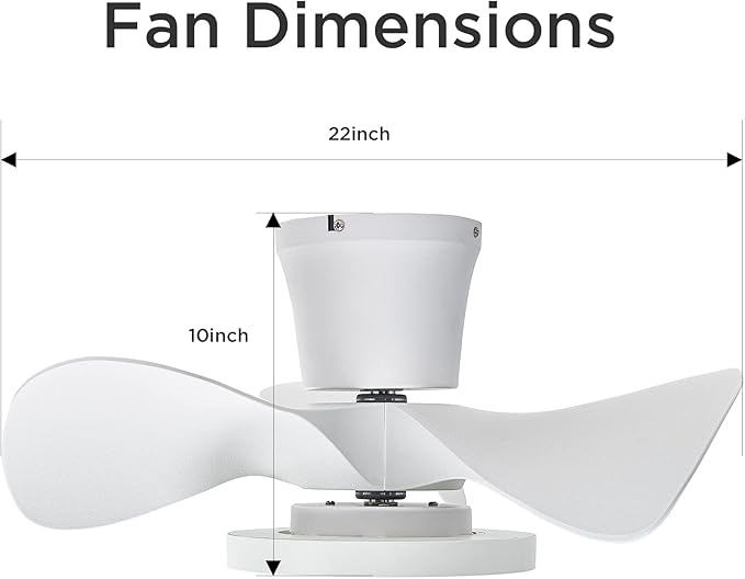 ocioc Quiet Ceiling Fan with LED Light 22 inch Large Air Volume Remote Control