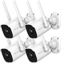 Septekon 2K Outdoor Security Cameras, 2.4G Wired WiFi, 4 Pack
