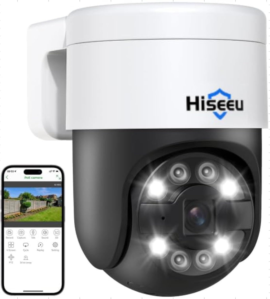 Hiseeu 5MP PoE PTZ Security Camera Outdoor with Auto-Tracking