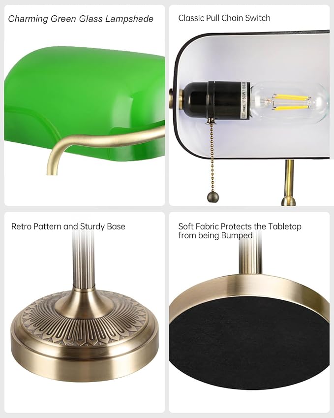 Newrays Glass Bankers Desk Lamp