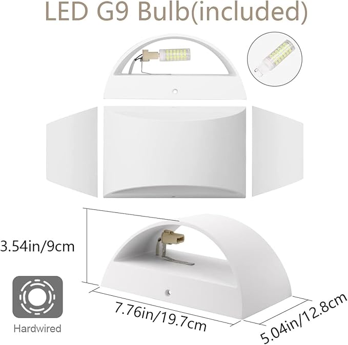 Aipsun Indoor Aluminum Modern LED Wall Sconce Hardwired Interior Wall Lights (Set of 2)