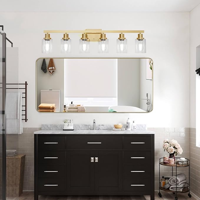 DIKAIDA 6 Light Gold Bathroom Vanity Light, Bathroom Light Fixtures