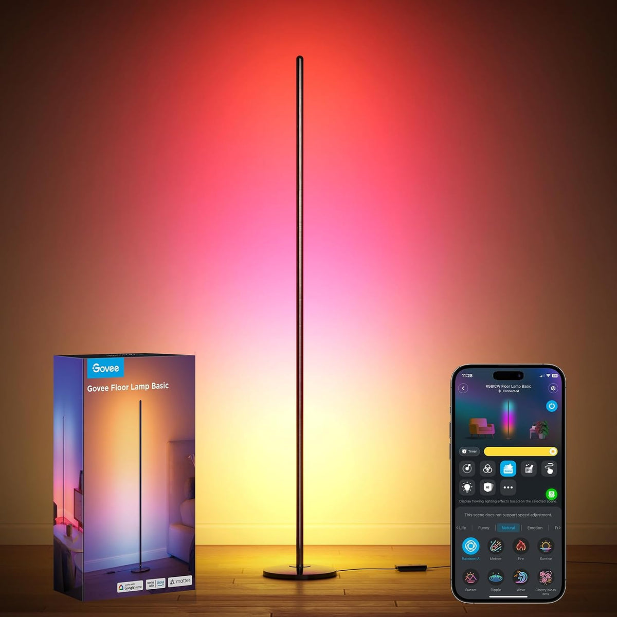 Govee RGBIC Floor Lamp Basic, LED Corner Lamp Works