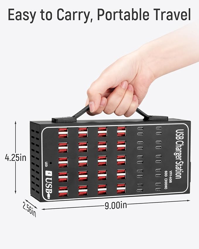 60 Port 300W USB Charging Station, Desktop Charging Station