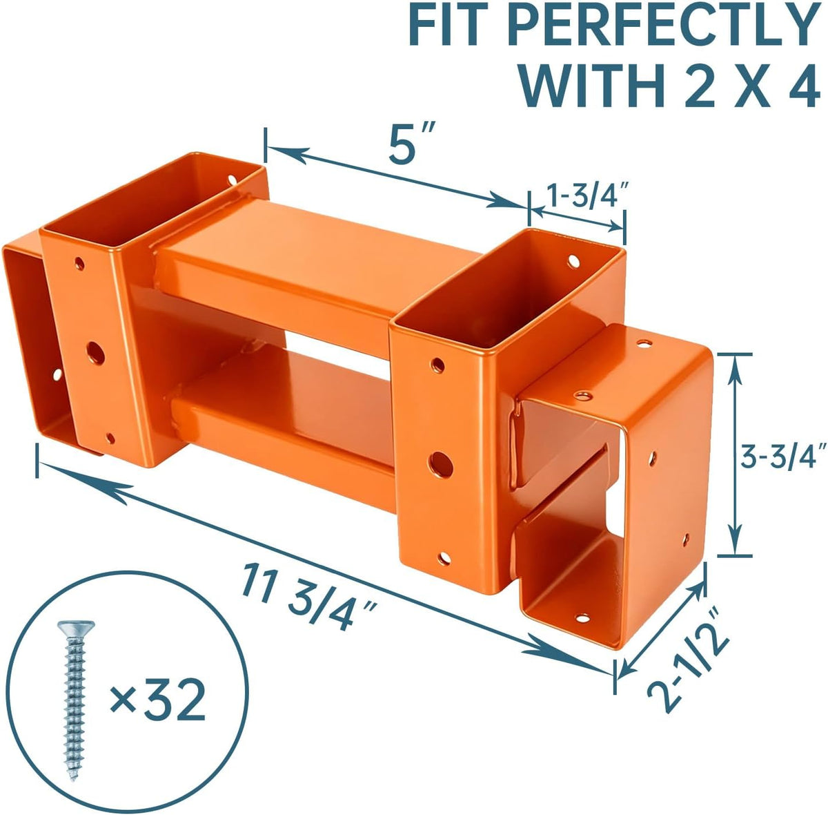 Highpro Firewood Rack Outdoor, Fire Wood Racks, Fire Log Holder Storage, Heavy Duty Steel Firewood Rack Bracket Kit for Outdoor Indoor Patio Deck Metal Log Holder with Screws (Orange)