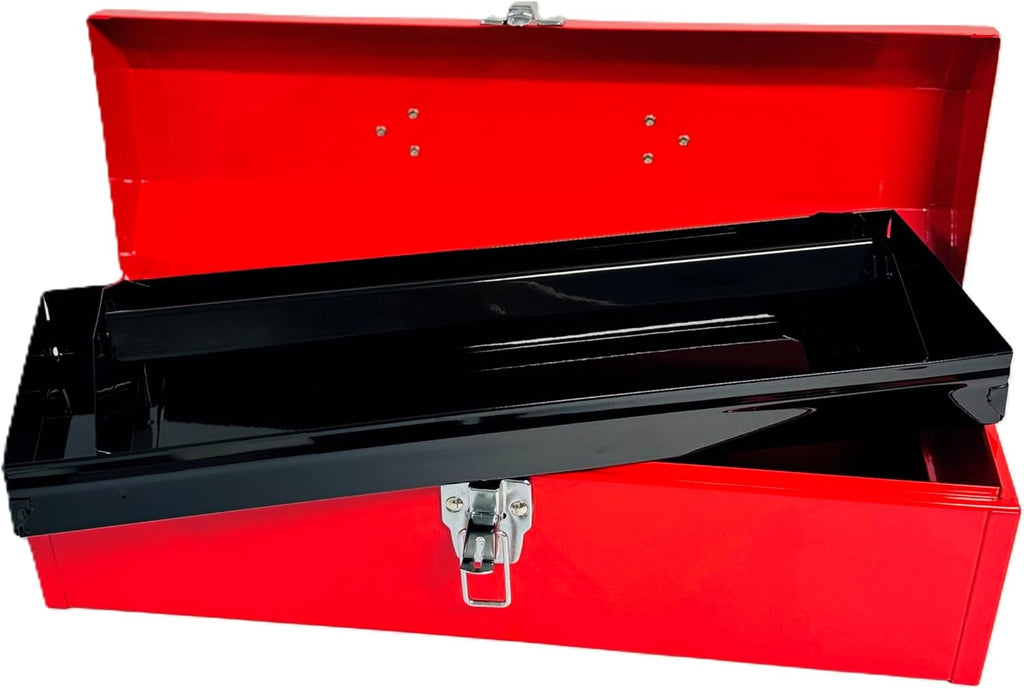 homak steel hip roof tool box, red, short, package contents