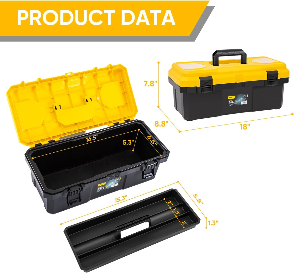 18 inch tool box with lock, 2-layer heavy-duty shown in use