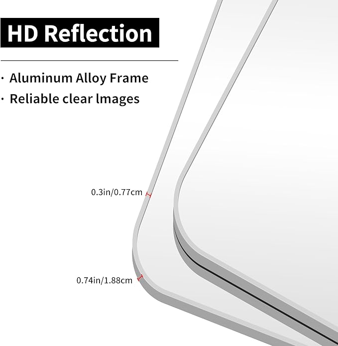 48x30 Inch Silver Bathroom Mirror, Metal Framed Silver Rectangle Mirrors