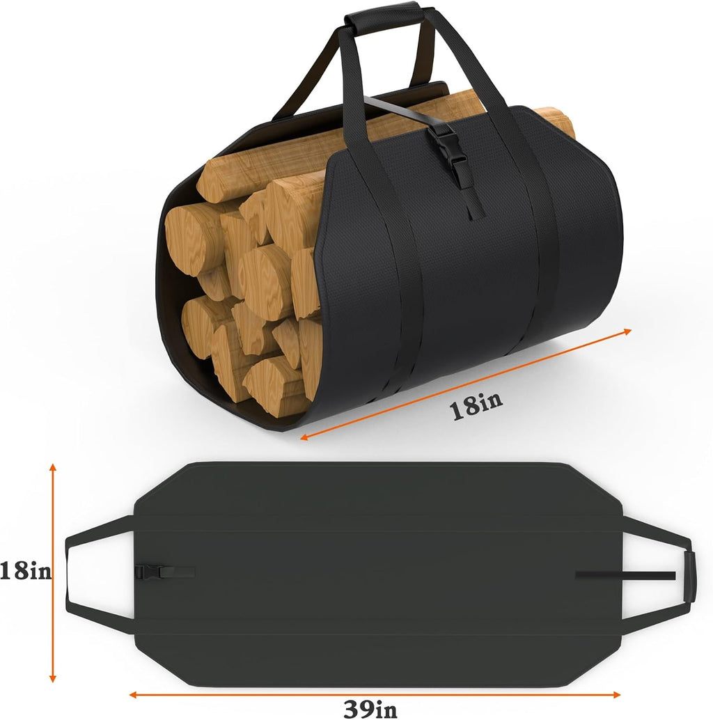 WALMANN Heavy-Duty Firewood Rack with Cover & Firewood Carry Bag, 4 ft
