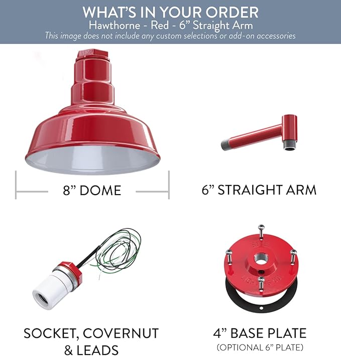 Steel Lighting Co. Hawthorne Barn Light | Outdoor Wall Mounted | 8 inch Dome |