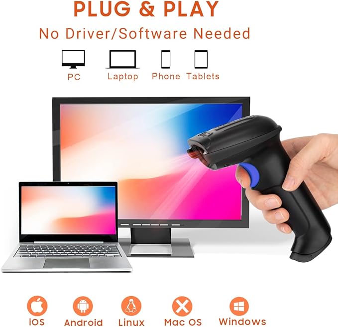Tera Pro 1D Wireless Barcode Scanner 3 in 1 Bluetooth & 2.4G Wireless & USB