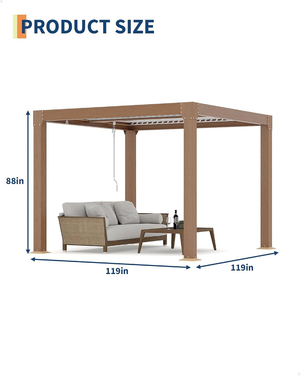 GarveeLife Louvered Pergola 10 ft x10', Outdoor Pergola with Adjustable L...