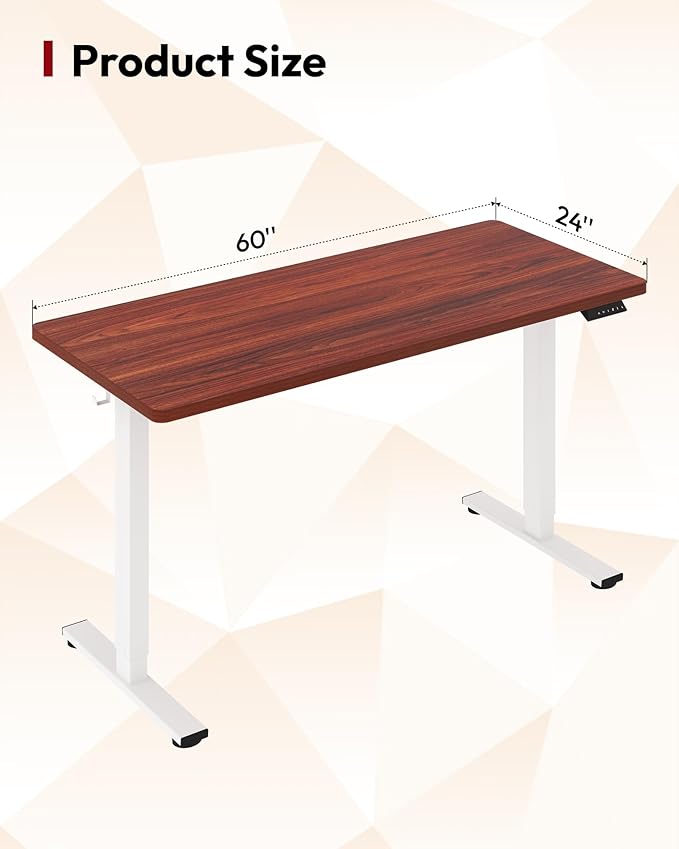 SANODESK Electric Standing Desk 60 x 24 Inches Whole-Piece Desktop Height