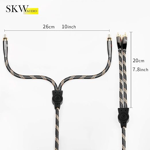SKW RCA Y Splitter Cable 1 Male to 2 Male Subwoofer Cord, BG Series Ultra-high