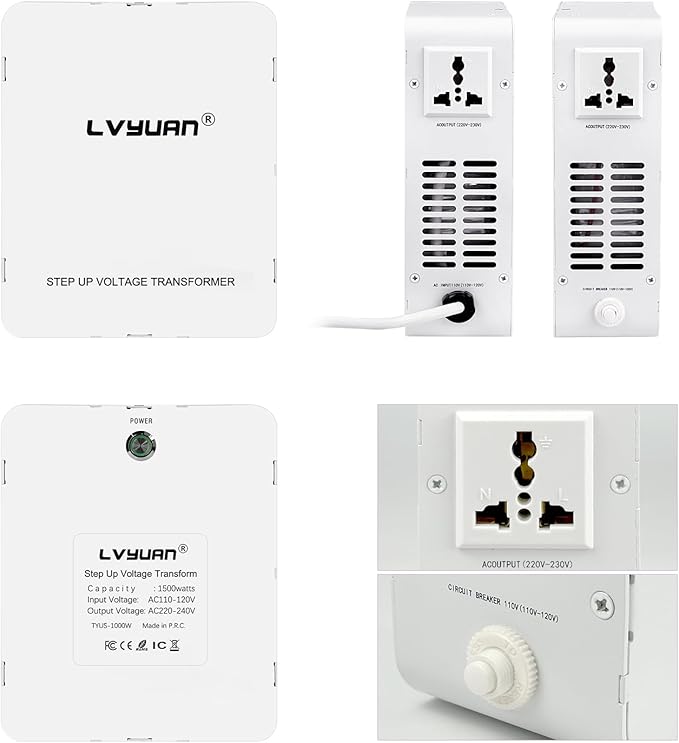 LVYUAN 2000W Voltage Transformer Step Up/Down Converter, 110V/120V to 220V/240V