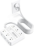 Extension Cord 25 Ft, HUNIAN Flat Plug Power Strip Surge Protector, 12 Widely