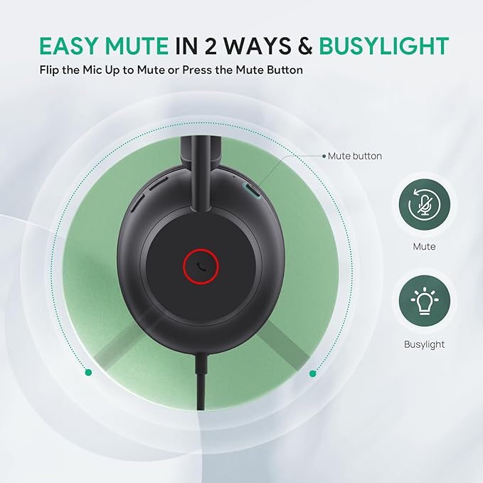 Yealink UH35 USB Headset for PC, Wired Headphones