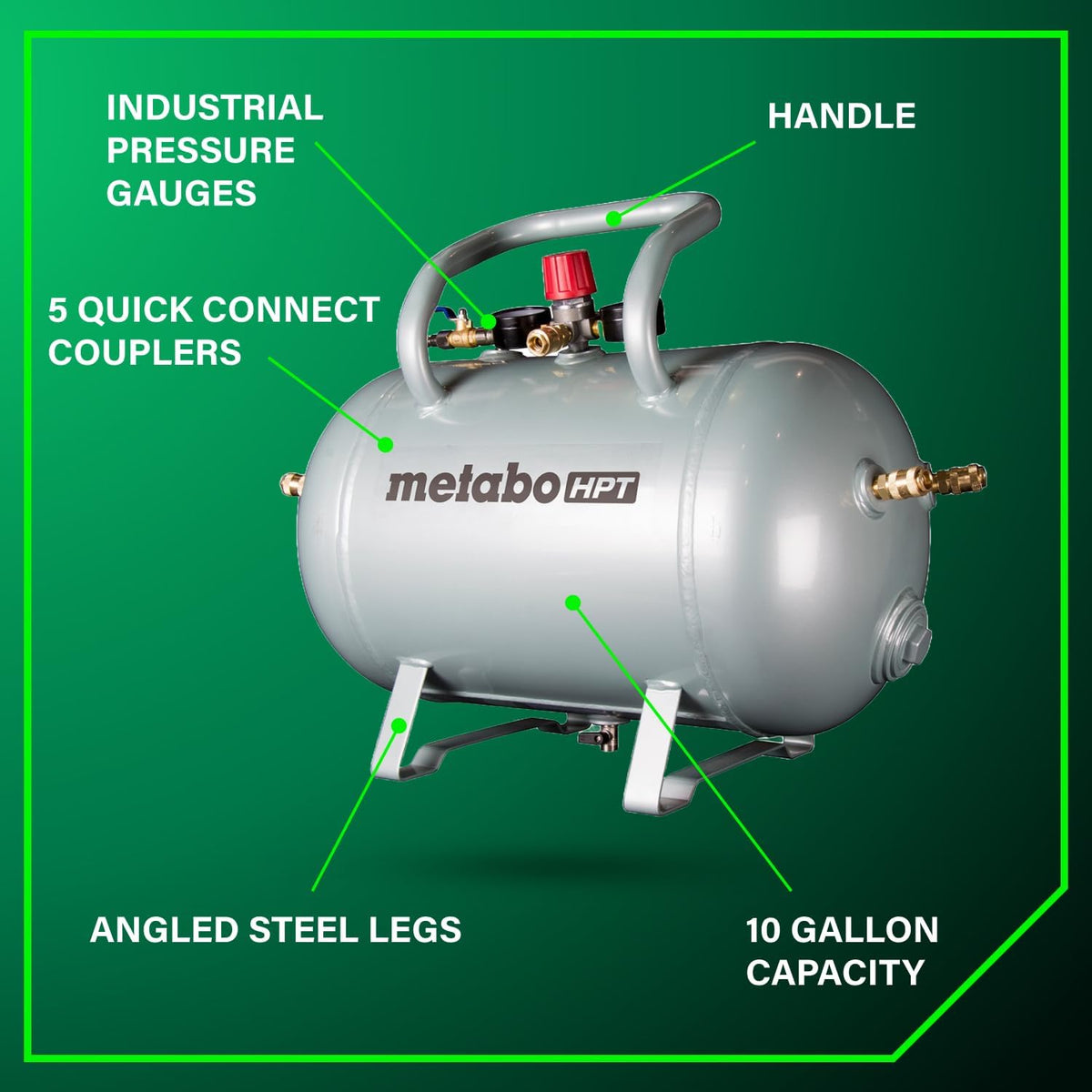 Metabo HPT 10 Gallon Air Tank, High Capacity ASME Certified, UA3810AB