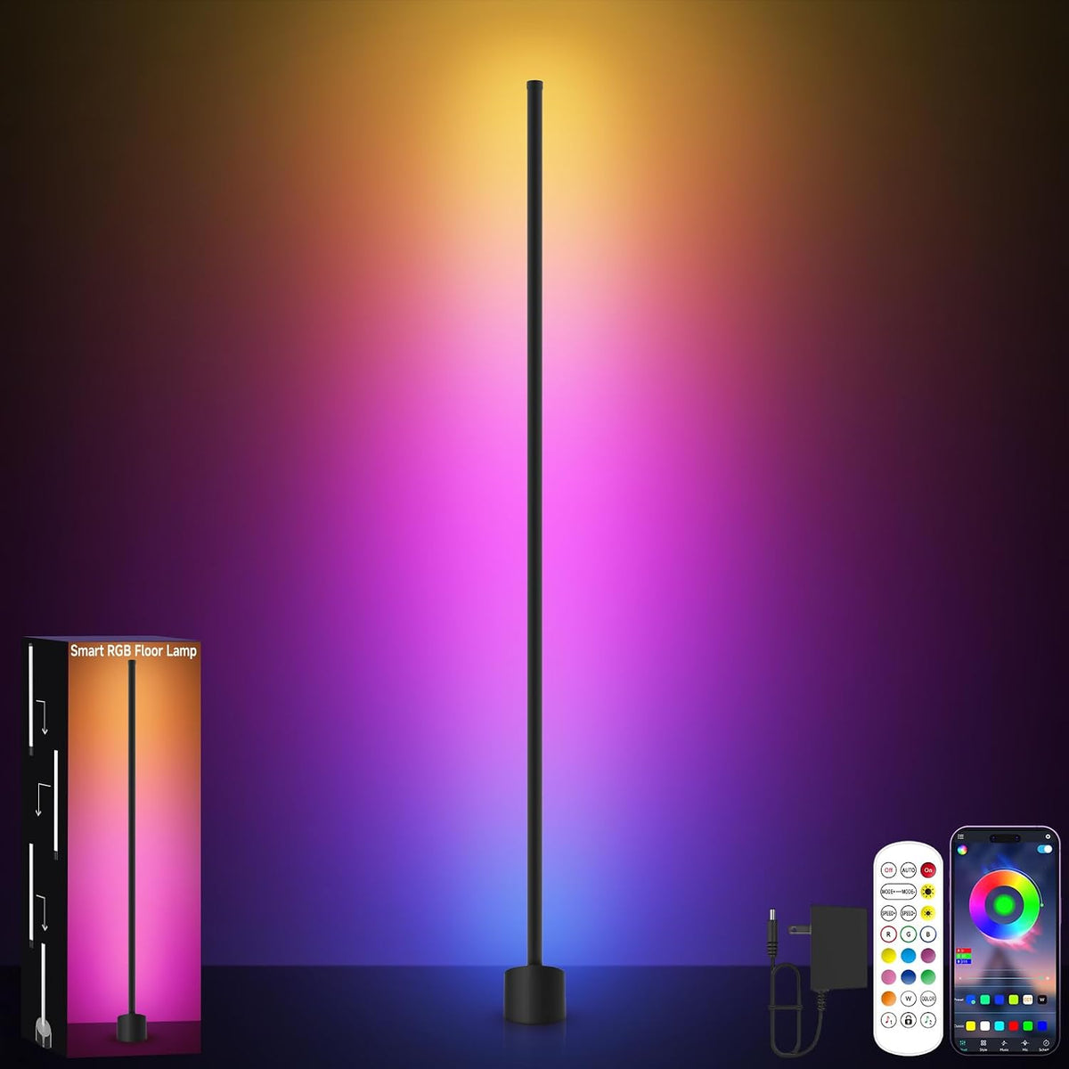 GIPOYENT Standing Floor Lamp, RGB LED Lamp