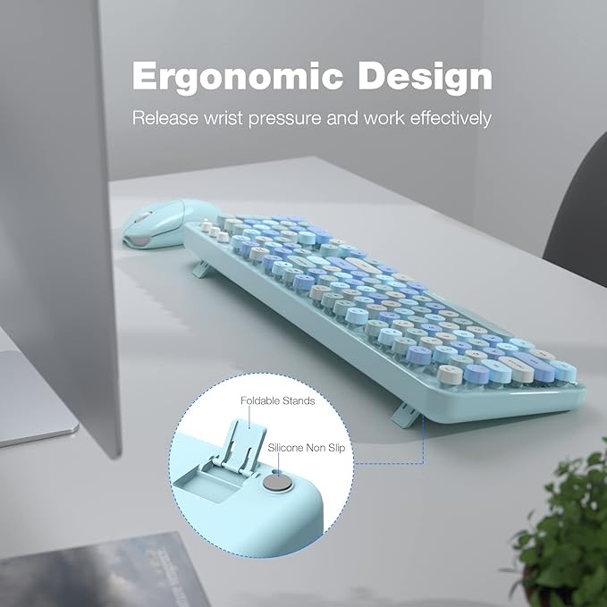 MOFII Wireless Keyboard and Mouse Combo, Retro Keyboard