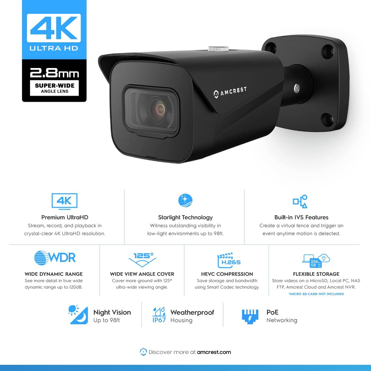 amcrest ultrahd 4k (8mp) outdoor bullet security ip shown in use