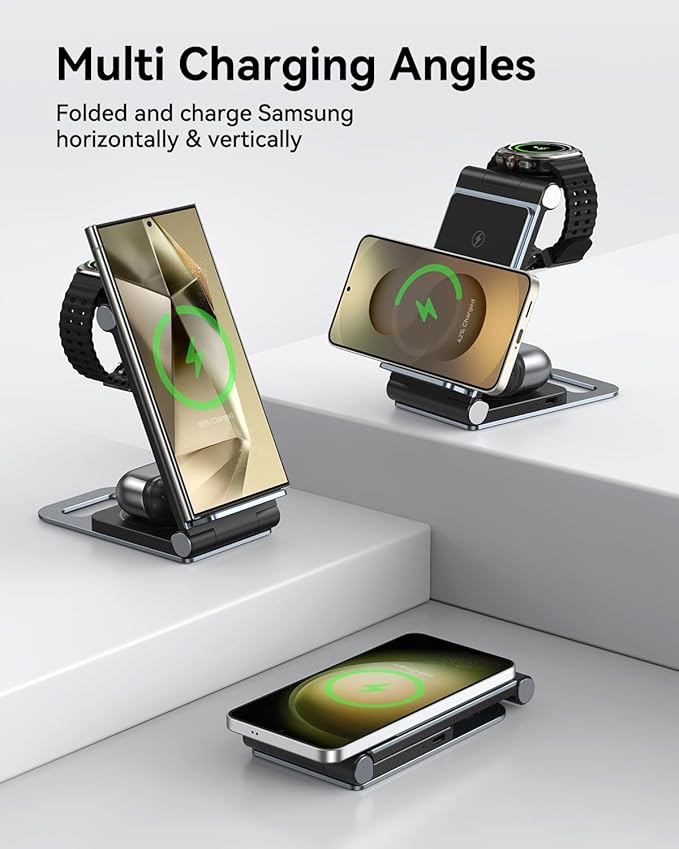 Wireless Charger for Samsung 3 in 1 Wireless Charging Station Foldable Wireless