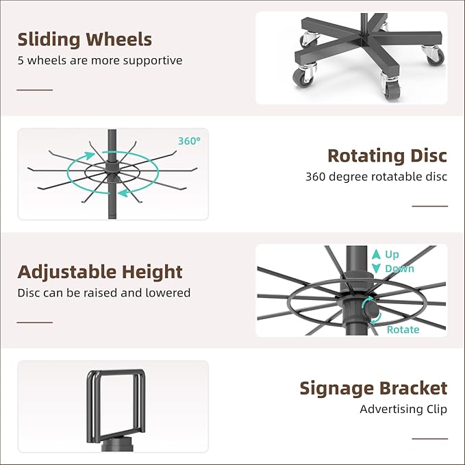 YEOOE Upgraded Retail Display Stand 7 Tier Spinning Display Stand, Movable Shop