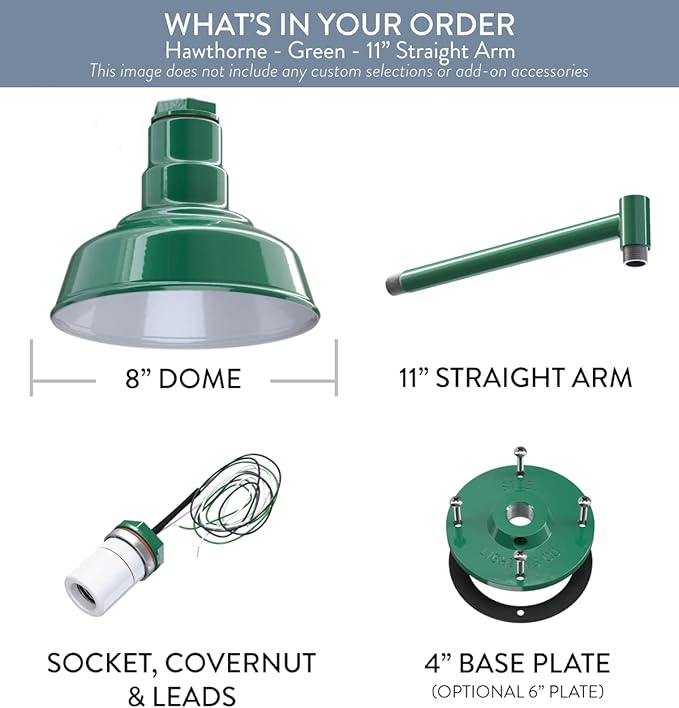 Steel Lighting Co. Hawthorne Barn Light | Outdoor Wall Mounted | 8 inch Dome |