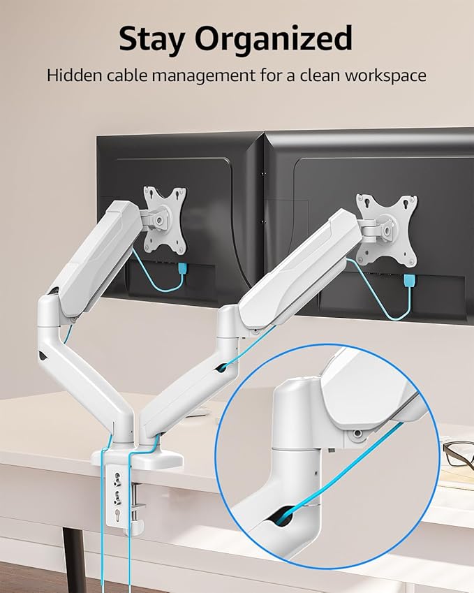 MOUNTUP Dual Monitor Stand for Desk, Monitor Arms for 2 Monitors Max 32 Inches