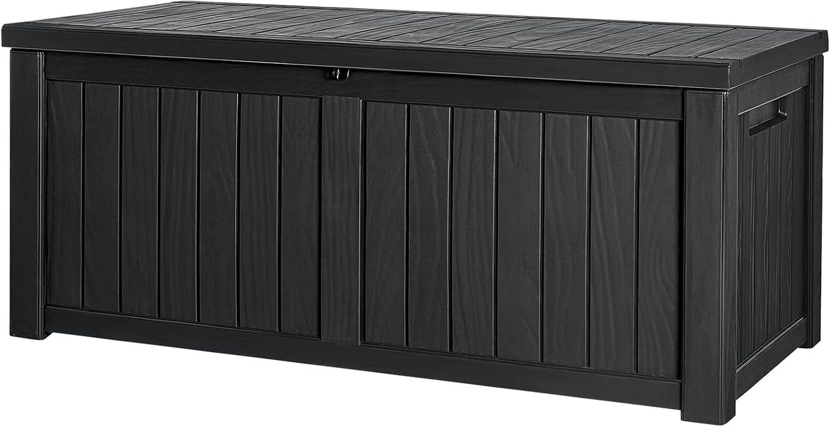 Devoko 120 Gallon Resin Deck Box Waterproof Indoor Outdoor Storage Box Lockable Large Storage Container for Patio Furniture Cushions and Garden Tools