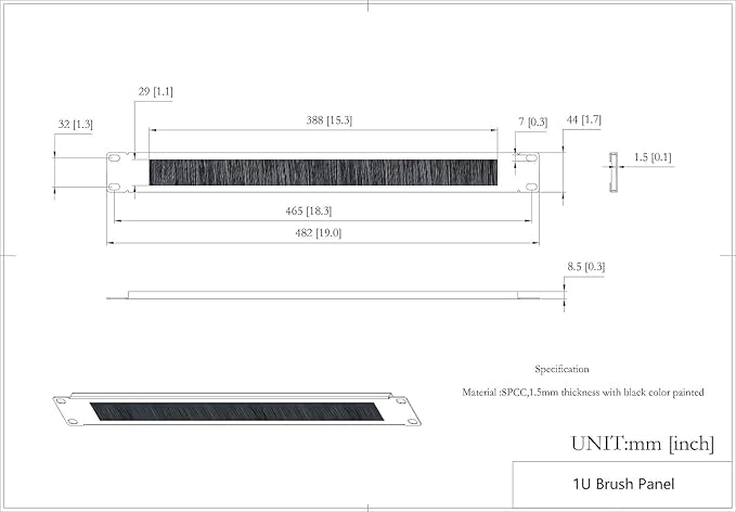 QiaoYoubang 10 Pack 1U Horizontal Rack Mount Cable Management Panel