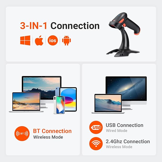 Tera Barcode Scanner Wireless 1D 2D QR